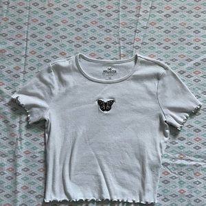 Cropped White Hollister Tee!